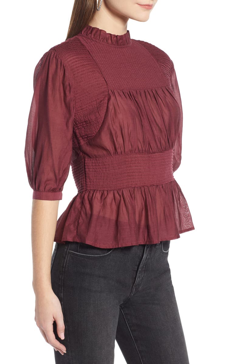 Something Navy Pleated Peplum Top, Alternate, color,