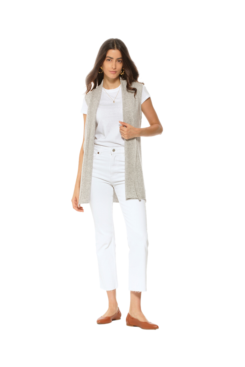Pure Cashmere Sleeveless Long Open Front Cardigan, Alternate, color, Peach