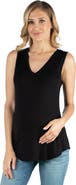 24seven Comfort Apparel Maternity V-Neck Tunic Tank Top with Round Hemline