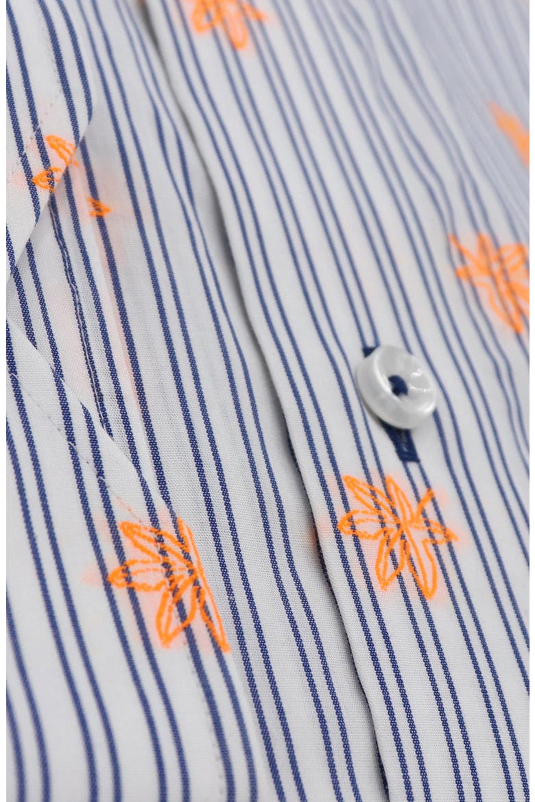 Trim Fit Stripe Neon Embroidery Dress Shirt, Alternate, color, WHITE/ BLUE