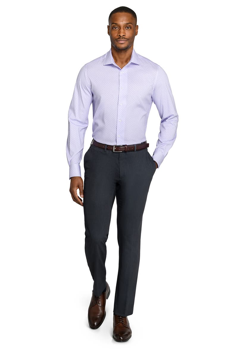 Slim Fit Cross Geo Reworked Button-Up Shirt, Alternate, color, WHITE/ PURPLE
