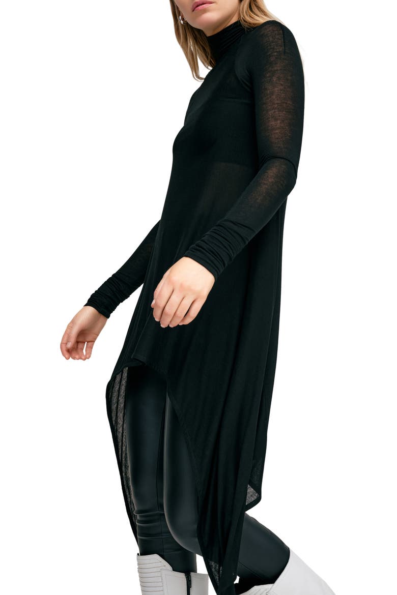 Asher Turtleneck Tunic Sweater, Alternate, color, BLACK