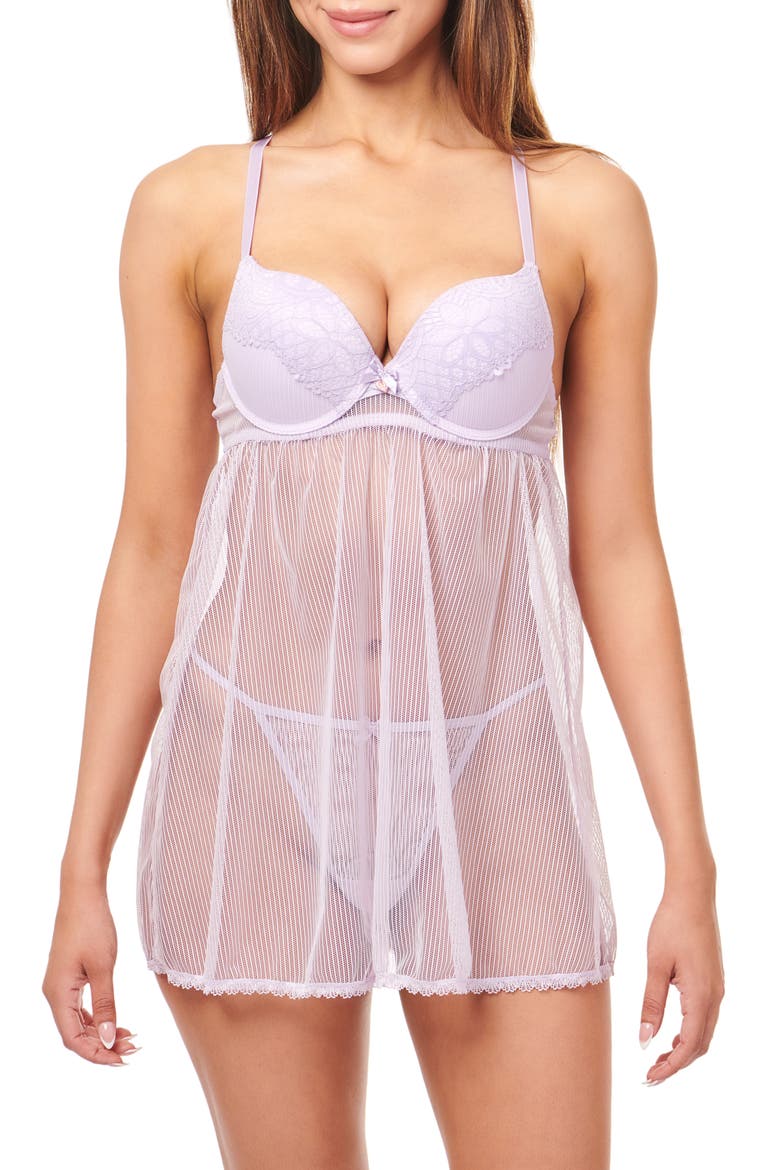 Push Up Babydoll Chemise, Main, color, ORCHID