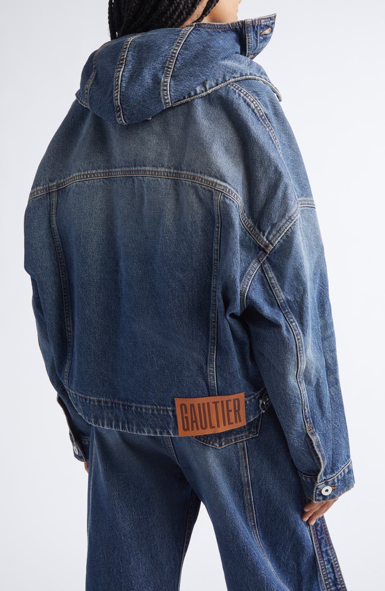 Jean Paul Gaultier Hooded Double Layer Denim Jacket, Alternate, color, Vintage Blue