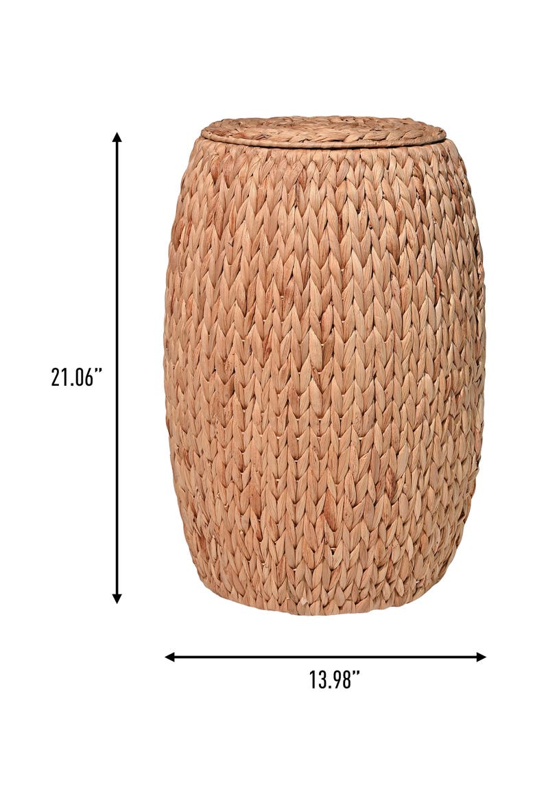 Colt Coastal Bohemian Handwoven Hyacinth Barrel Storage Stool with Lid, Alternate, color, Natural