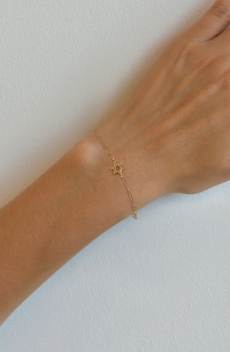 Anzie Pavé Star of David Pendant Bracelet, Alternate, color, Yellow Gold