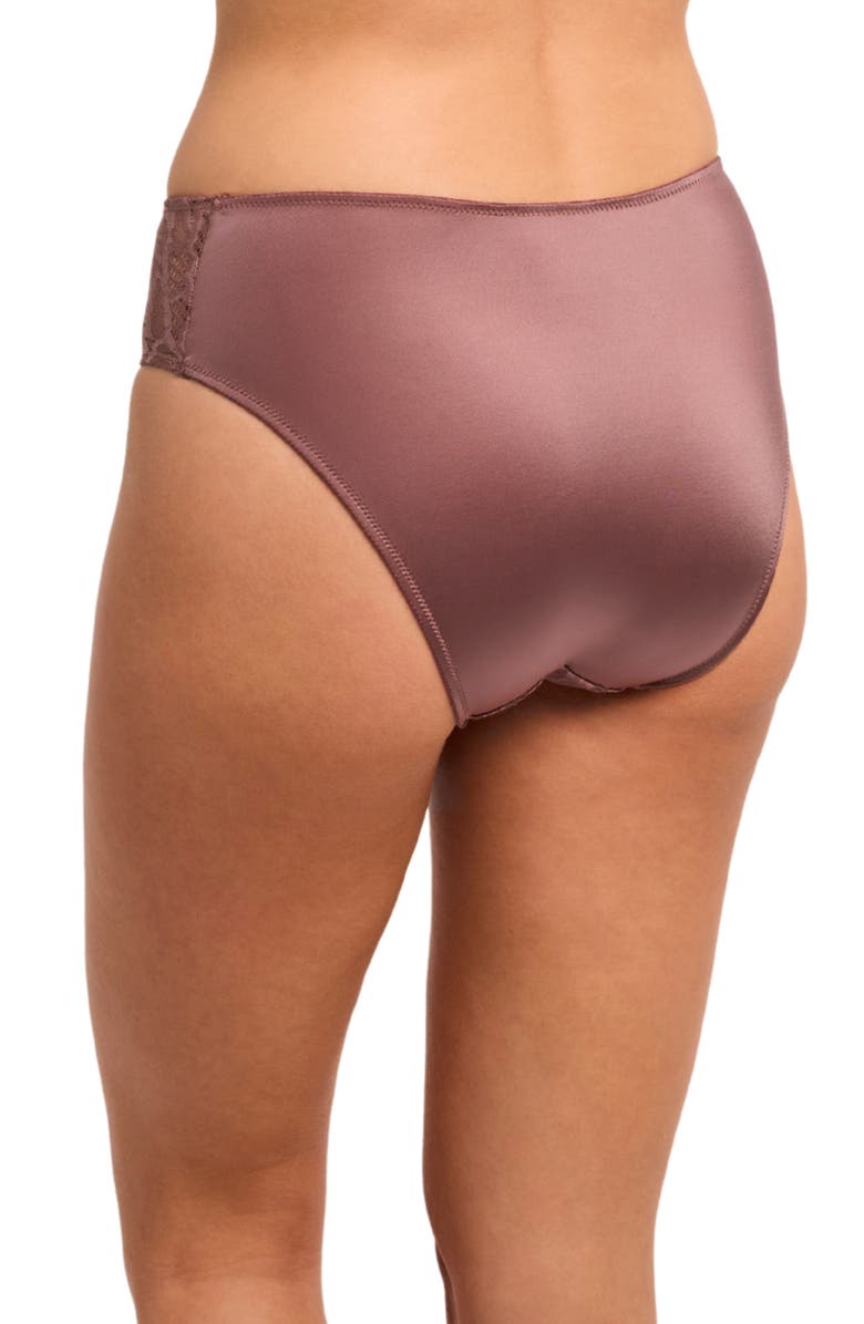 Montelle Intimates Lace Trim High Leg Briefs, Alternate, color, Woodrose