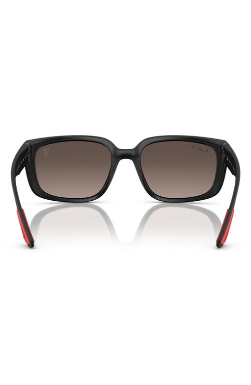 Ray Ban Ray-ban X Scuderia Ferrari 57mm Chromance Polarized Square Sunglasses In Matte Black