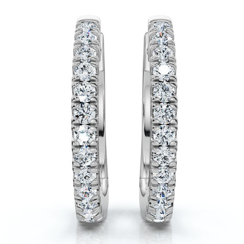 Small Diamond Hoop Earrings 14k or Gold Lab Grown 1/2" Tall