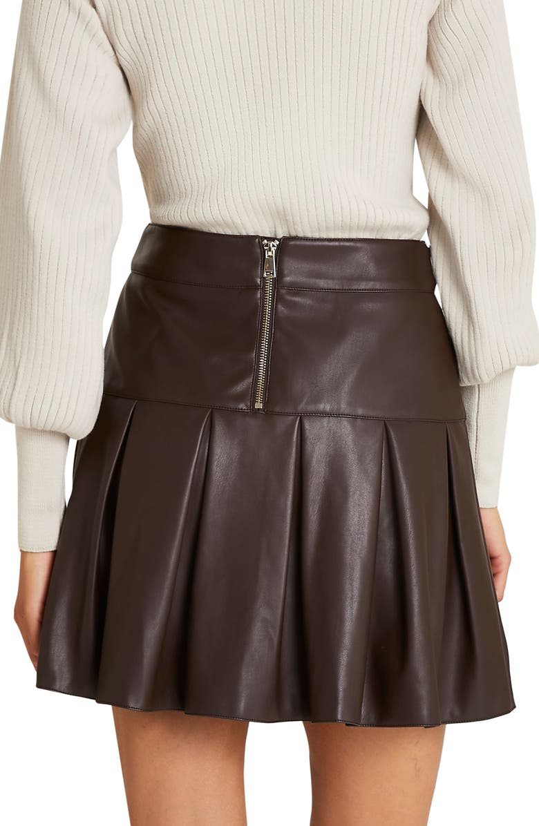 River Island Faux Leather Tennis Skirt, Alternate, color, 