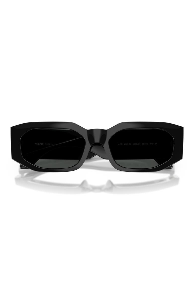 55mm Irregular Sunglasses, Alternate, color, BLACK / DARK GREY