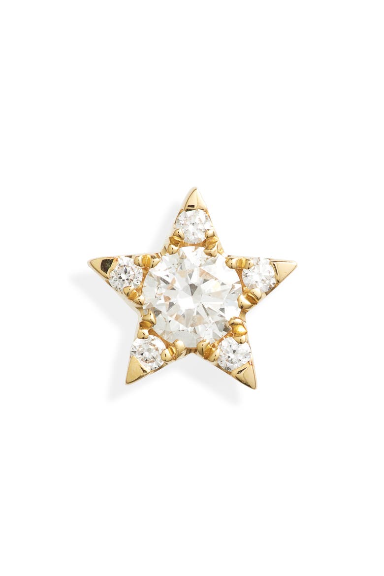 Diamond Star Threaded Stud Earring, Alternate, color, YELLOW GOLD