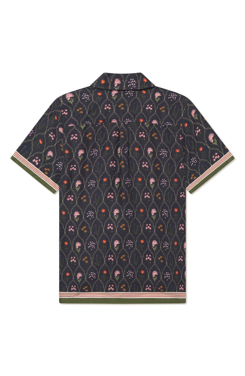 Les Deux Lukas Wildflower Short Sleeve Button-Up Shirt, Alternate, color, Dark Navy