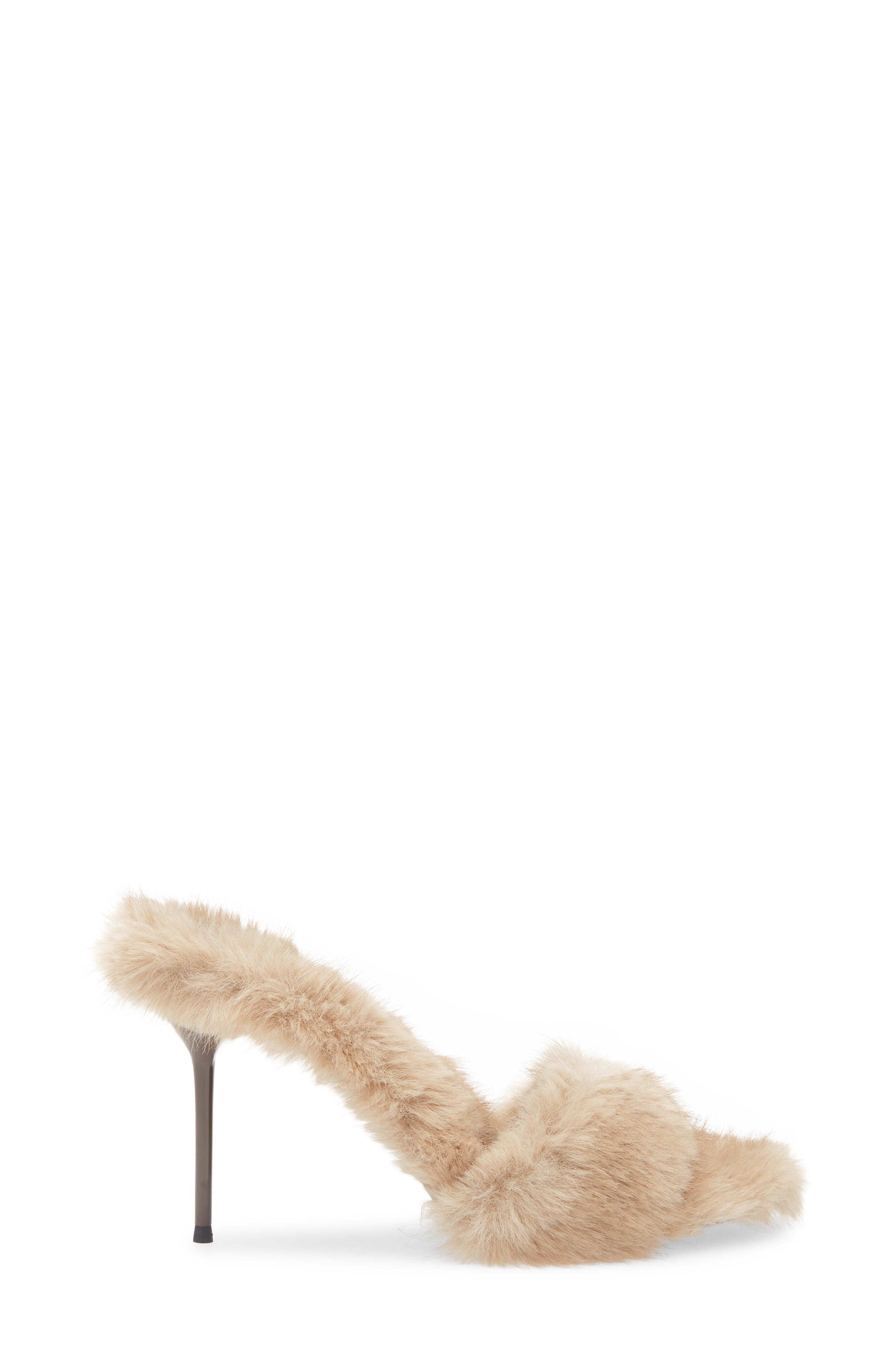 Jeffrey Campbell Big Mama Faux Fur Sandal, Alternate, color, Oyster Grey