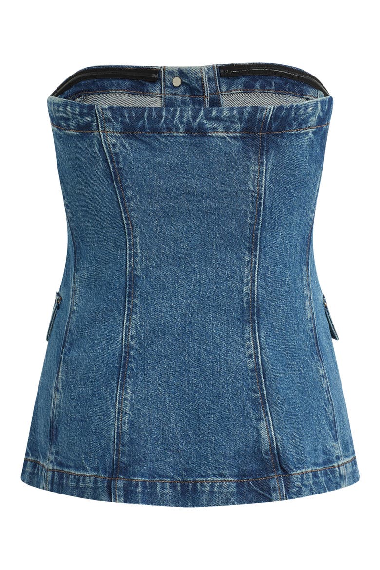 The Phoebe Strapless Denim Bustier Top, Alternate, color, RESTON