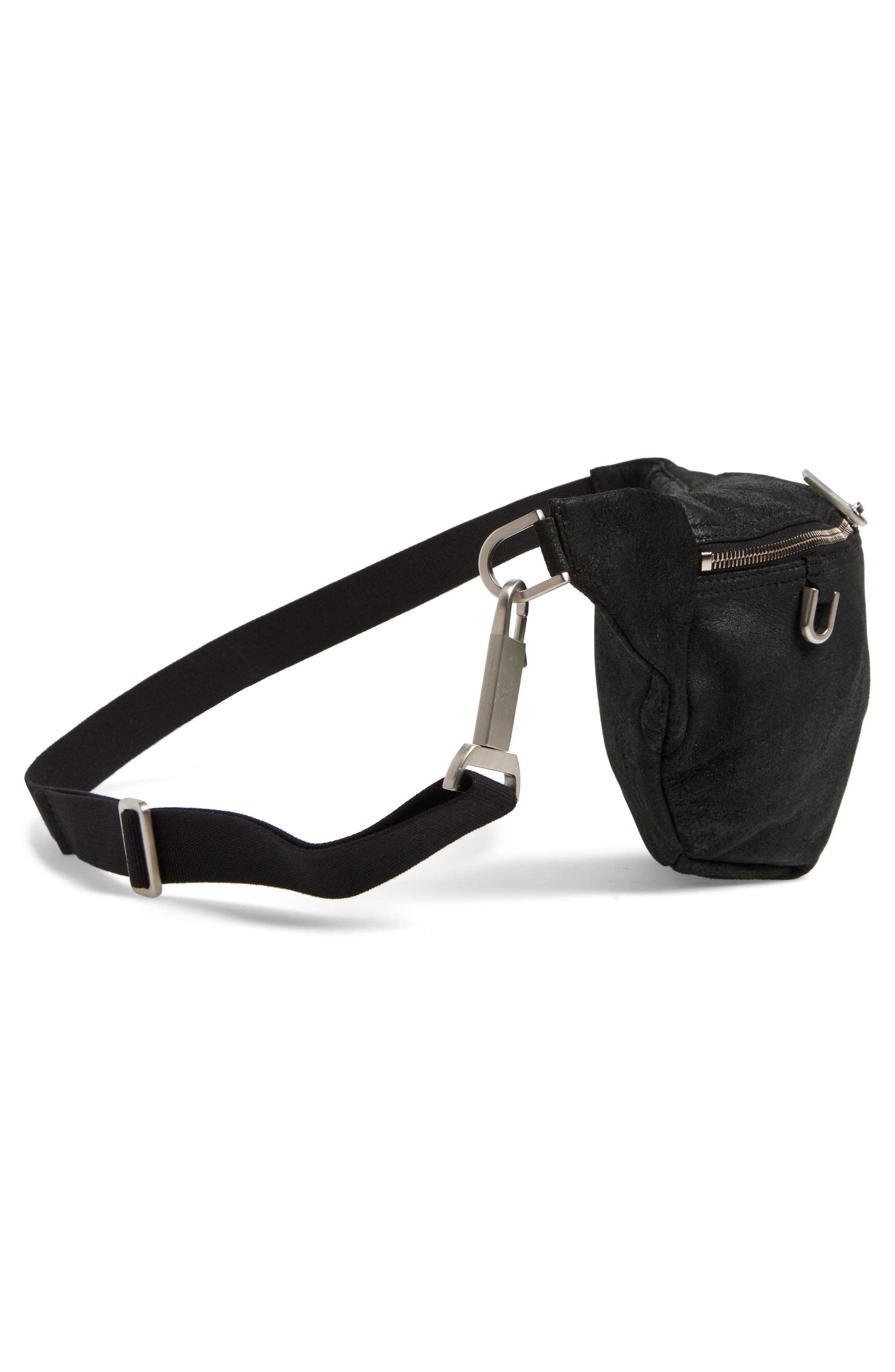 Rick Owens Geo Leather Belt Bag, Alternate, color, Black