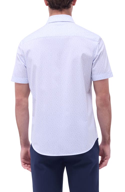 Bugatchi Miles Ooohcotton® Cactus Print Short Sleeve Button-up Shirt In White