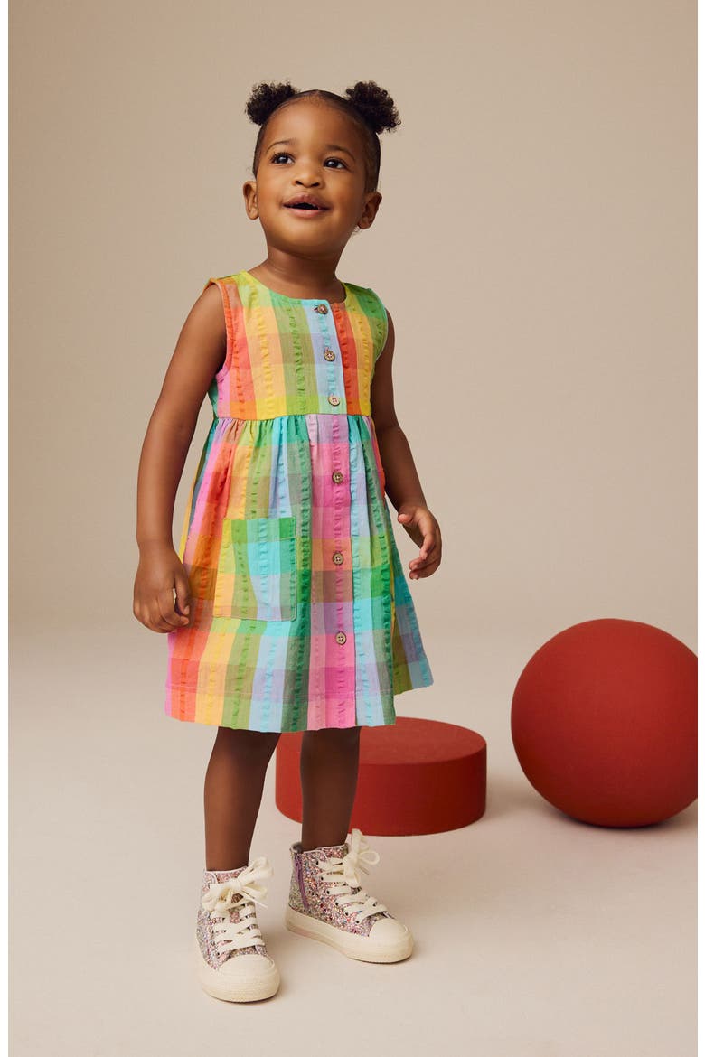 Kids' Check Cotton Button-Up Dress, Alternate, color, PINK