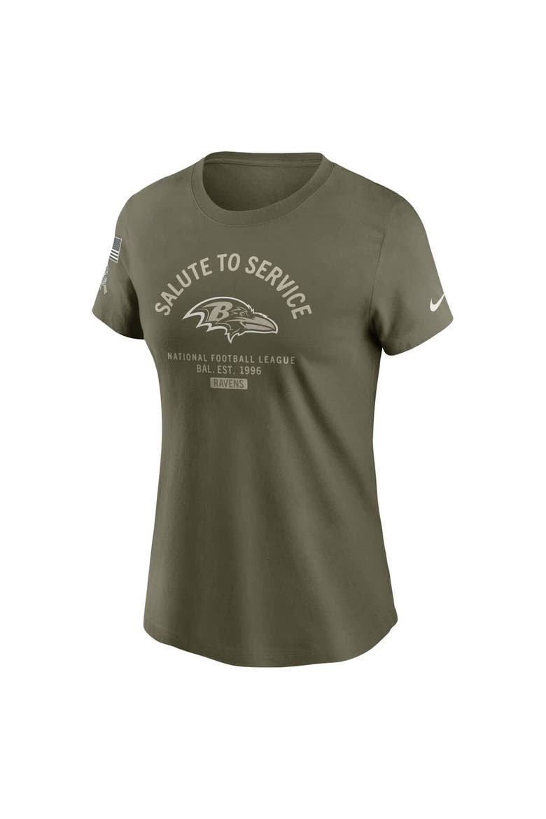 Women's Nike Olive Baltimore Ravens 2025 Salute to Service Sideline T-Shirt, Alternate, color, Olive