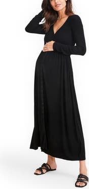 HATCH The Softest Rib Long Sleeve Maternity/Nursing Maxi Dress