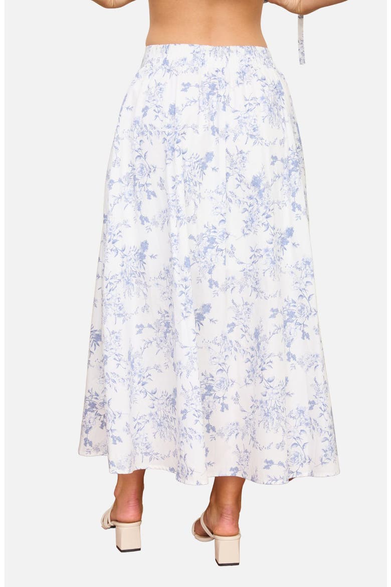 Floral Toile Pleated Midi Skirt, Alternate, color, BLUE MULTI