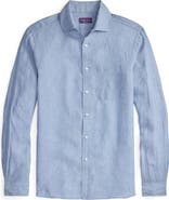 Ralph Lauren Purple Label Lightweight Linen Chambray Button-Up Shirt
