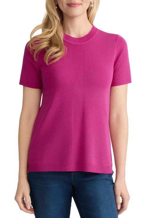 Short Sleeve Rib Sweater (Regular & Petite)