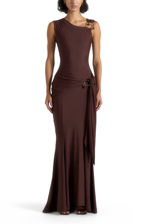 Rania Asymmetric Draped Midaxi Dress