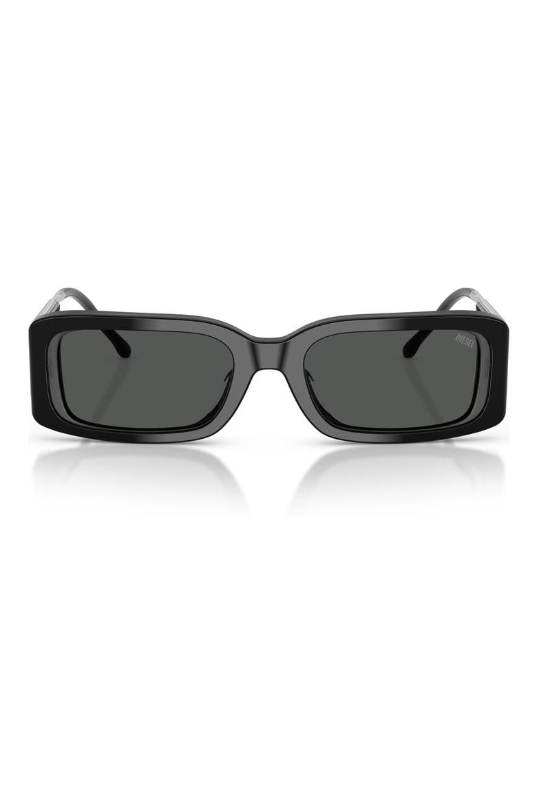 53mm Rectangular Sunglasses, Main, color, BILAYER BLACK GREY / DARK GREY