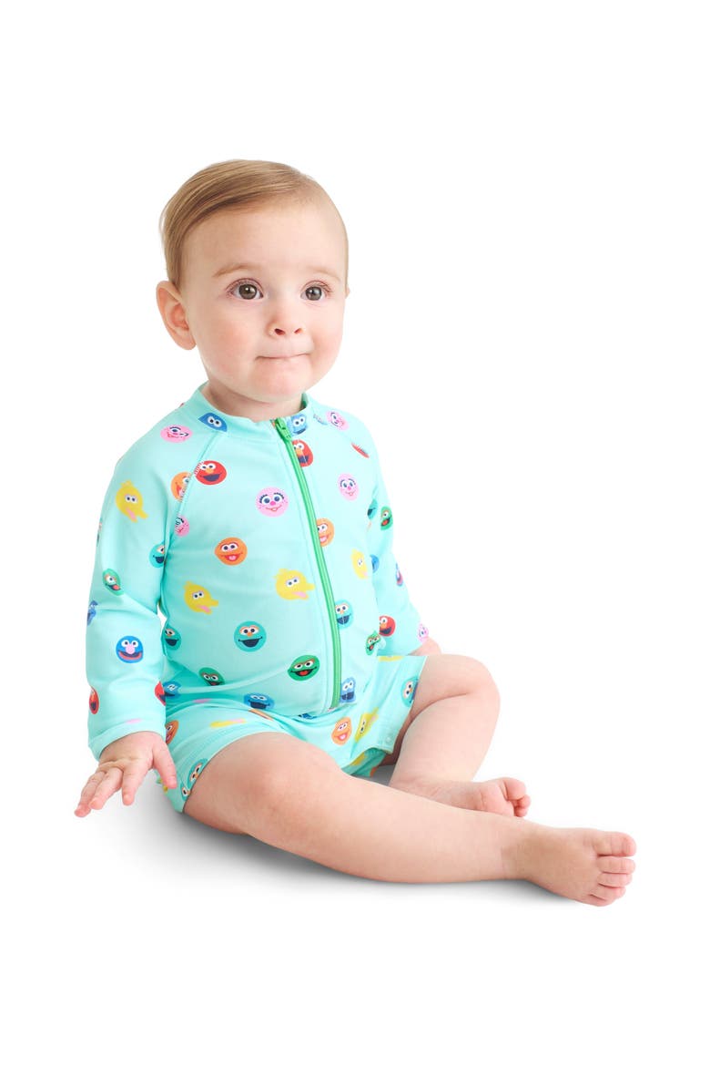 Baby Sesame Street One-Piece Rash Guard, Alternate, color, Mist Sesame Street Friends