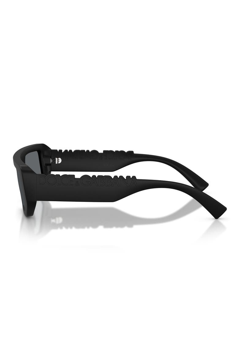 56mm Rectangular Sunglasses, Alternate, color, MATTE BLACK / LIGHT GREY BLACK