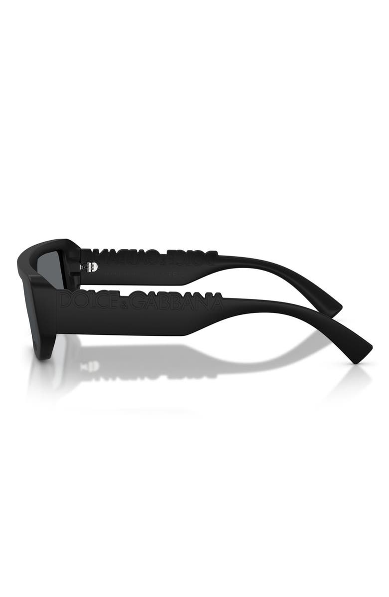 Dolce&Gabbana 56mm Rectangular Sunglasses, Alternate, color, Matte Black / Light Grey Black