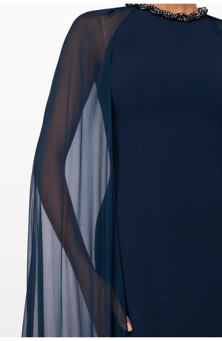 Jenny Packham Storm Cape-design Maxi Dress, Alternate, color, Blackthorne Blue