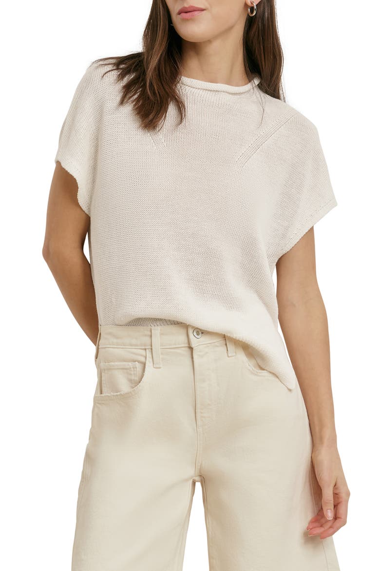 The Stevie Short Sleeve Linen Sweater, Main, color, OFF WHITE