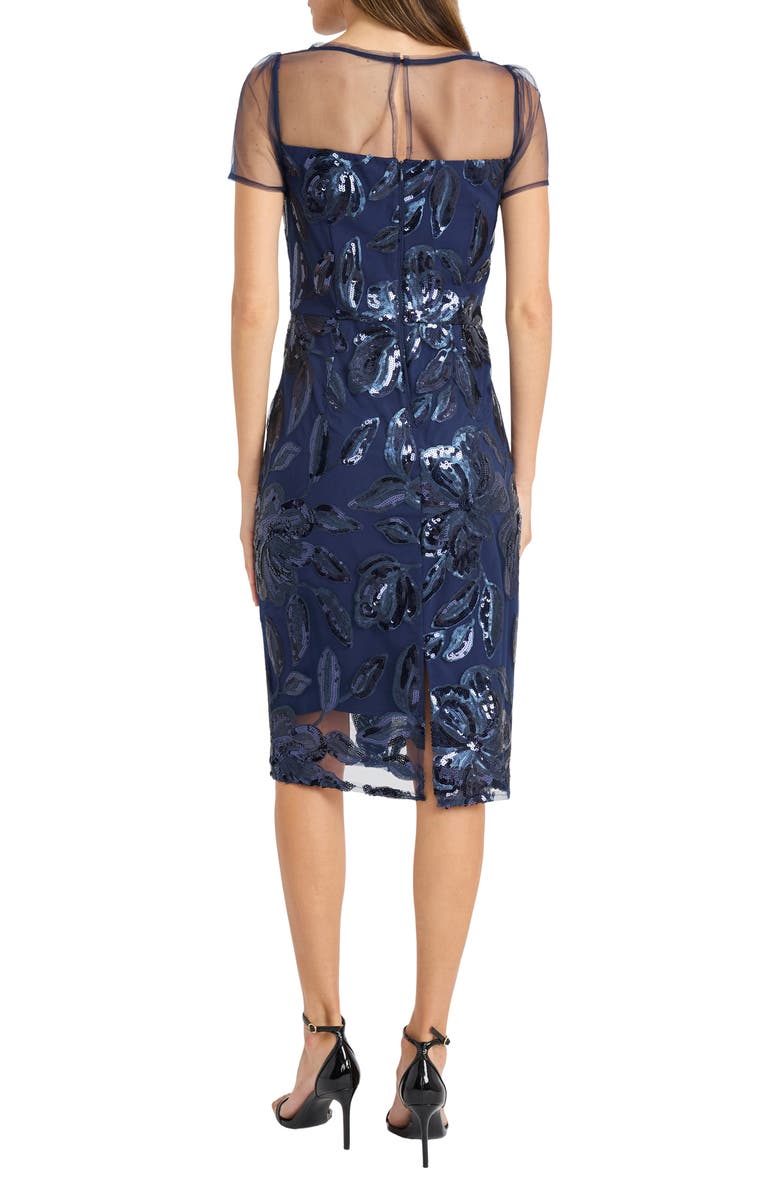 Maggy London Sequin Mesh Yoke Sheath Dress, Alternate, color, 