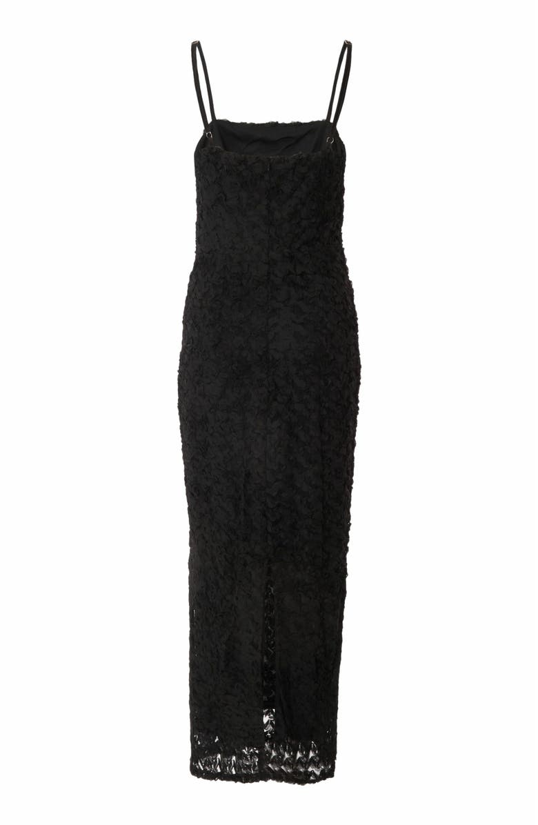 QUIZ 3D Flower Square Neck Maxi Dress, Alternate, color, Black