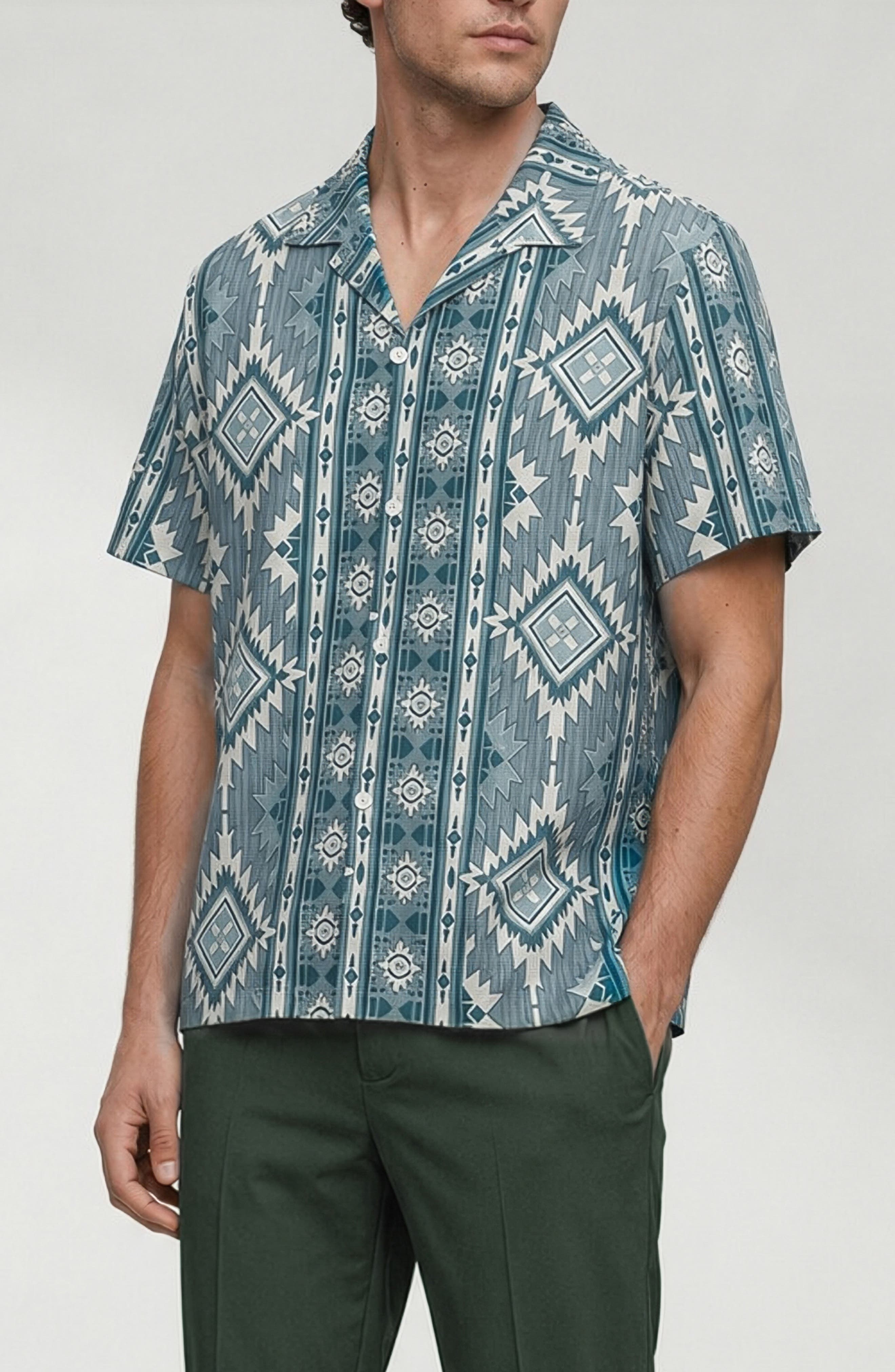 Percy Geo Print Camp Shirt