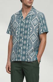 Noize Percy Geo Print Camp Shirt