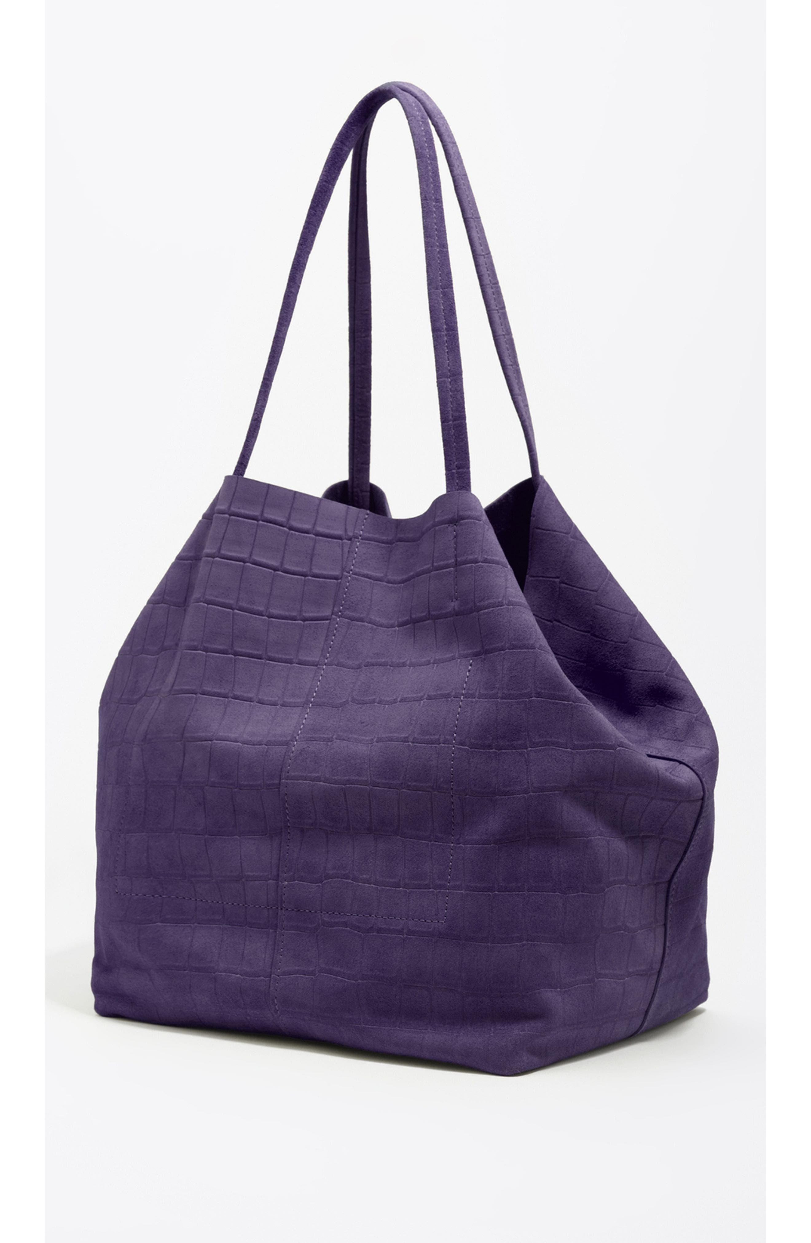 Large Split Leather Shopper Bag, Alternate, color, PURPLE