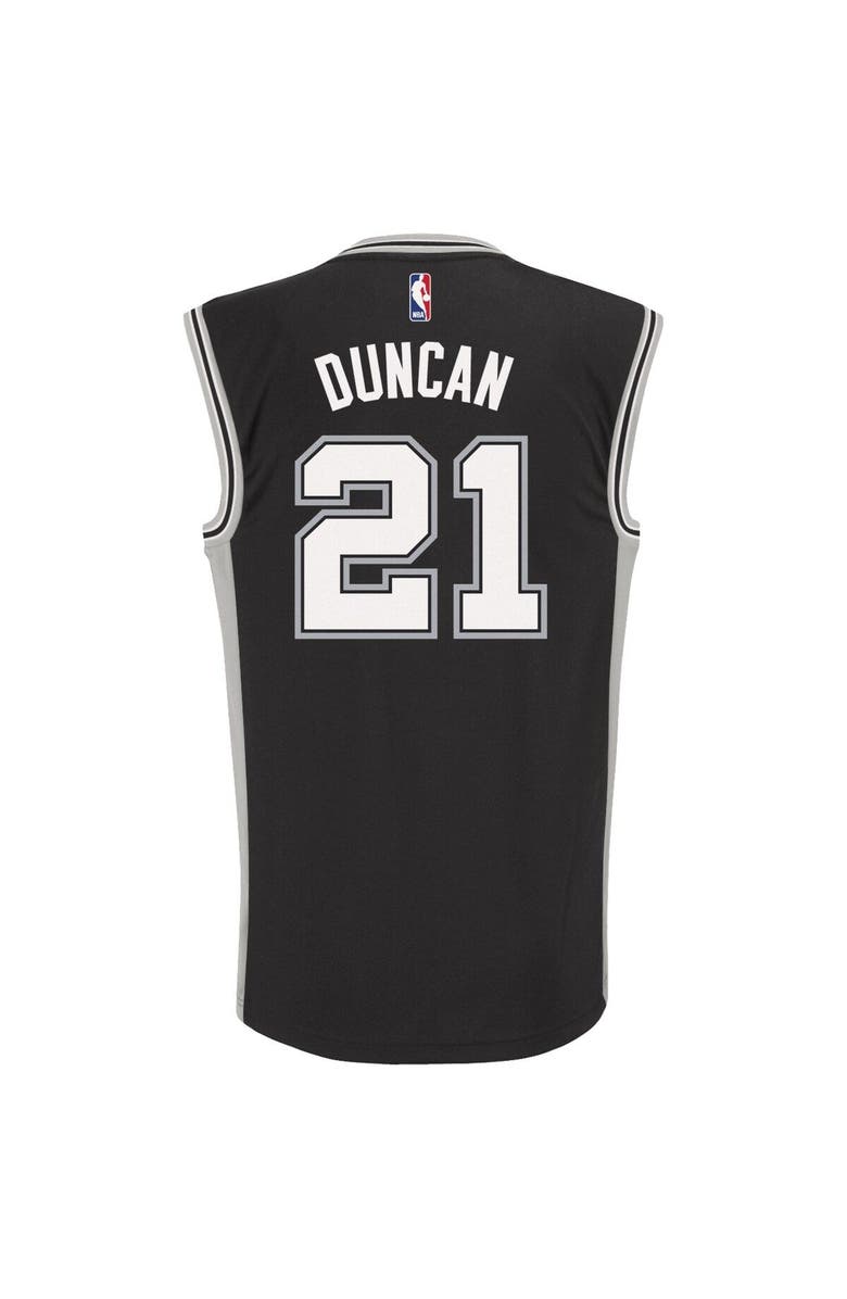 adidas Men's adidas San Antonio Spurs Tim Duncan Black Road Replica Jersey, Alternate, color, 