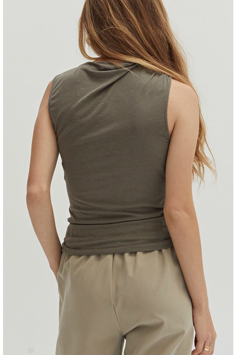 Sleeveless Shirred Knit Top, Alternate, color, Eucalyptus