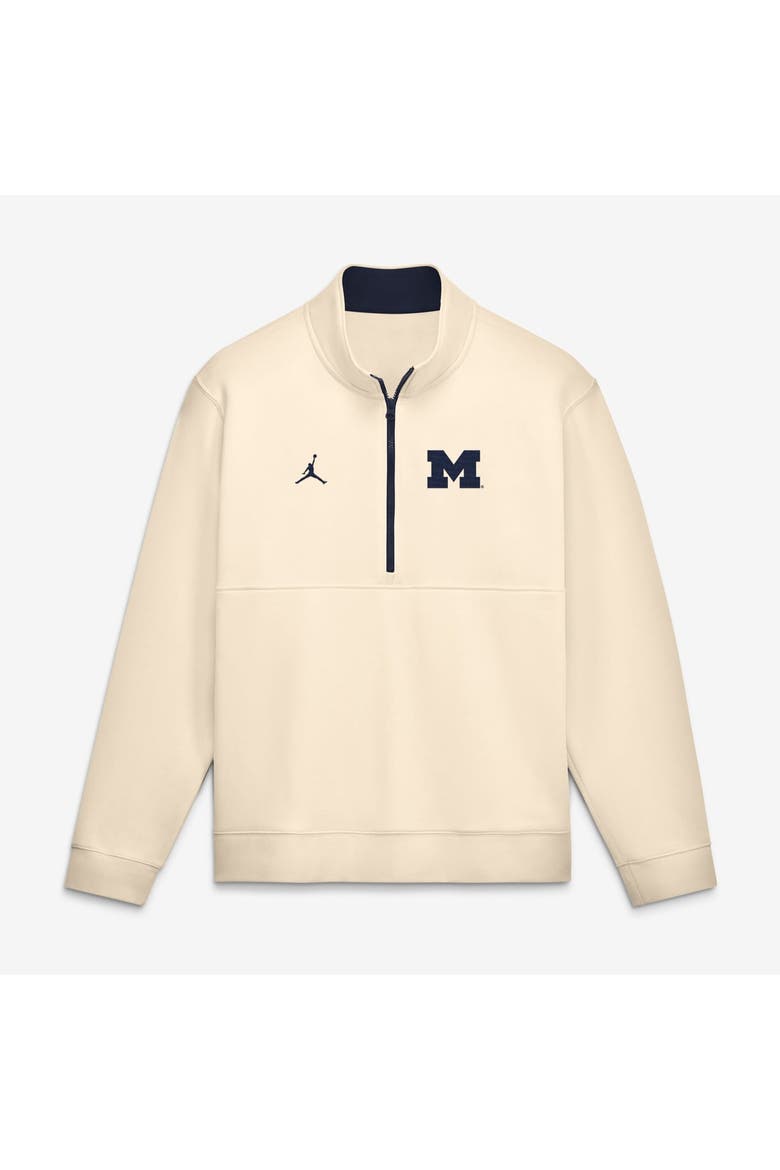 Men's Jordan Brand Cream Michigan Wolverines Primetime Club Fleece Half-Zip Pullover, Main, color, Cream