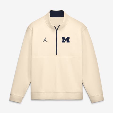 Men's Jordan Brand Cream Michigan Wolverines Primetime Club Fleece Half-Zip Pullover