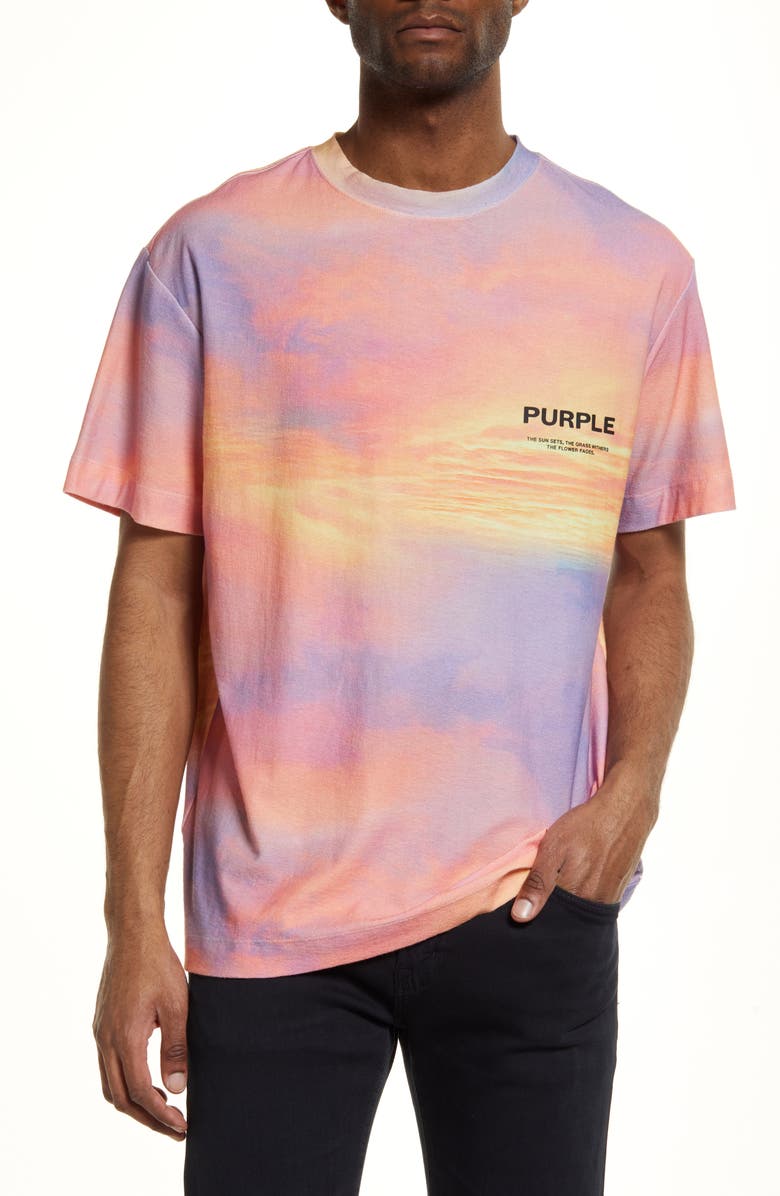 PURPLE BRAND PURPLE Sunset Tie Dye Logo Graphic Tee, Main, color, 