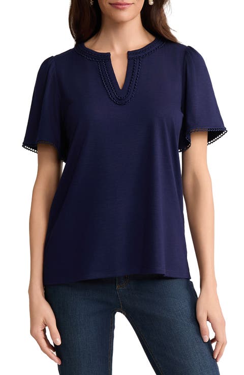 Split Neck Top (Regular & Petite)