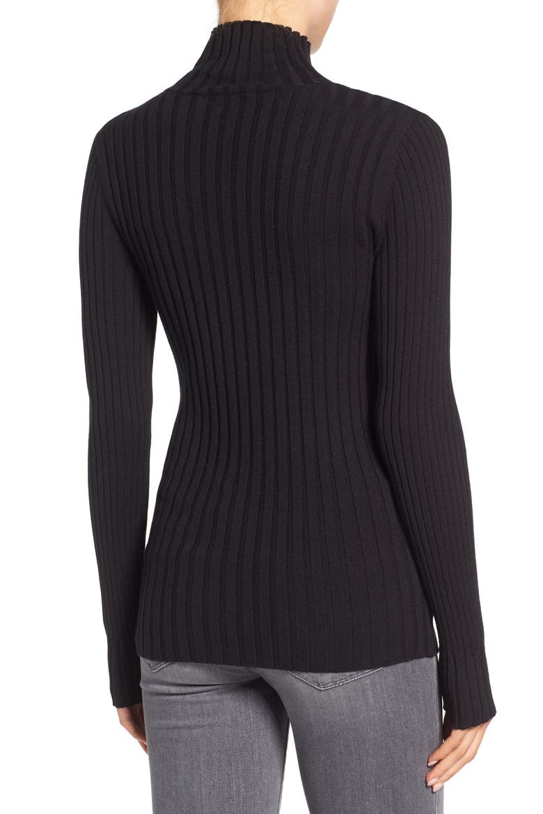 Ribbed Long Sleeve Turtleneck Top, Alternate, color, BLACK