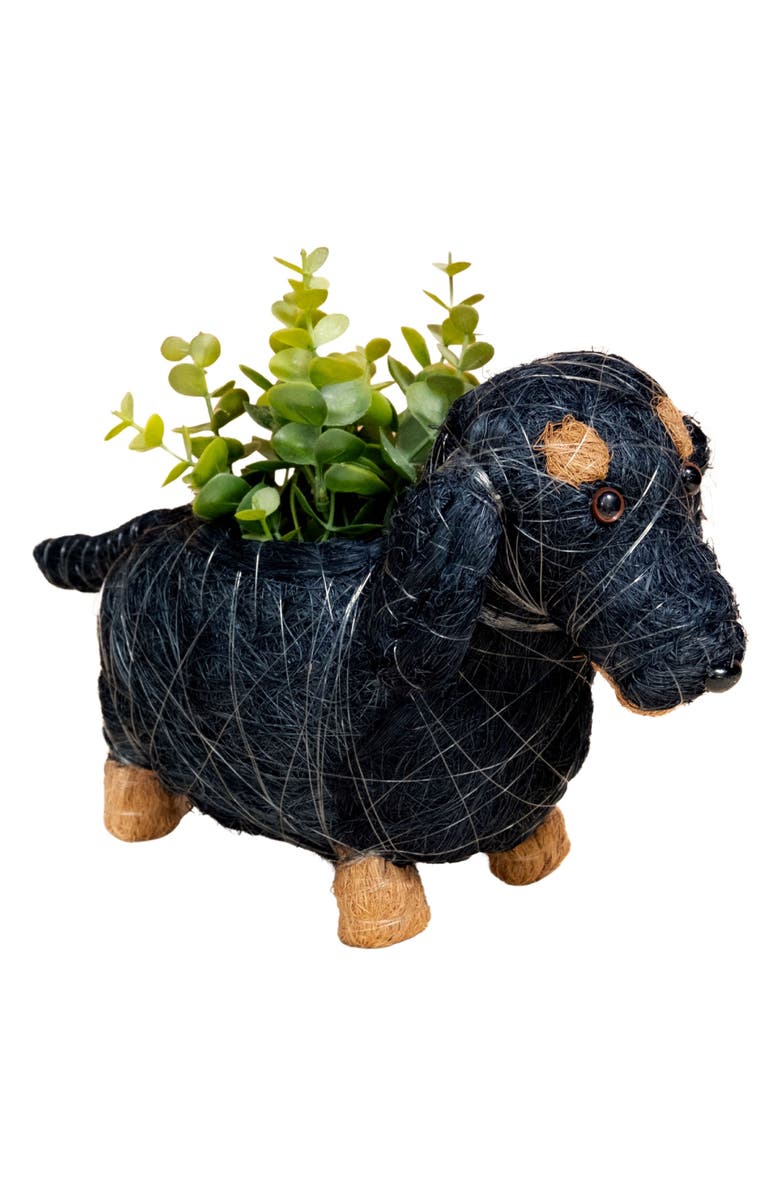 LIKHA Baby Dachshund Handwoven Planter, Main, color,