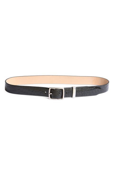 X Boyfriend Croc Embossed Leather Belt
