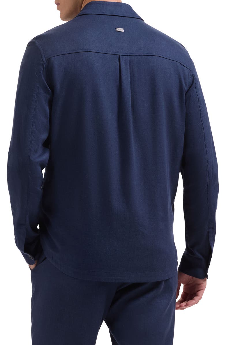 Bugatchi Aerolinen Linen Blend Shirt Jacket, Alternate, color, Navy