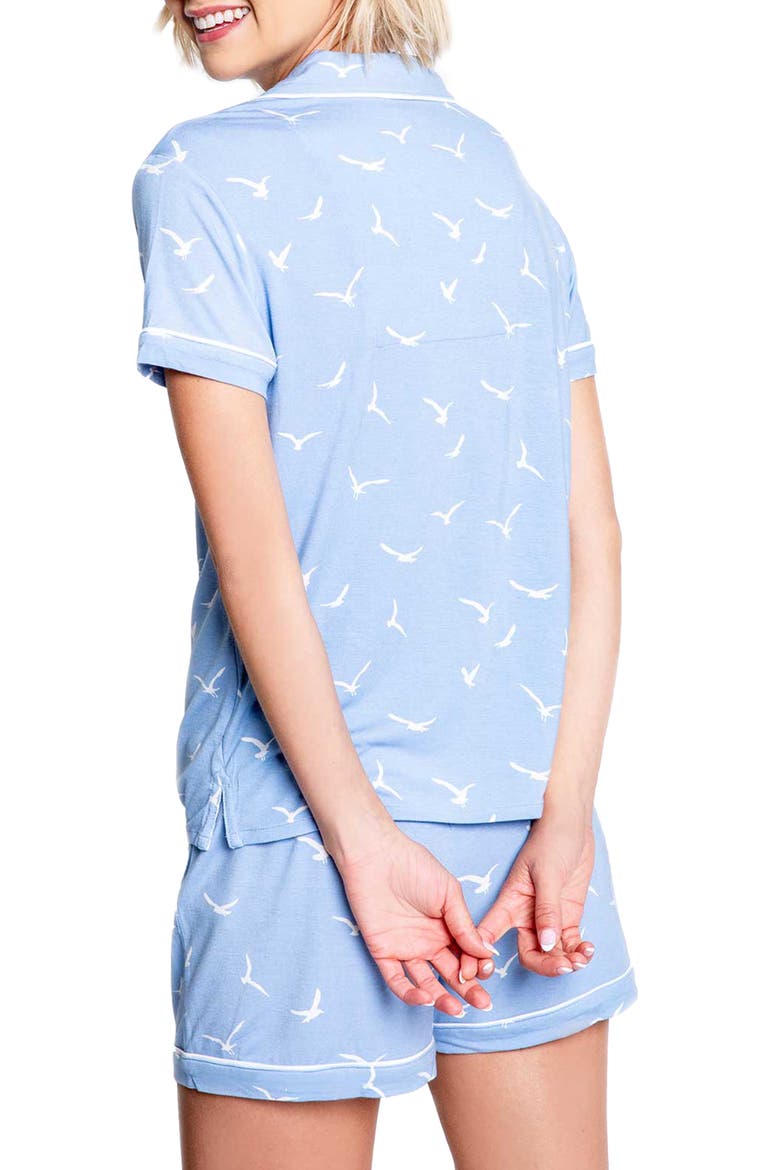 In Flight Bird Print Short Pajamas, Alternate, color, BLUE MIST
